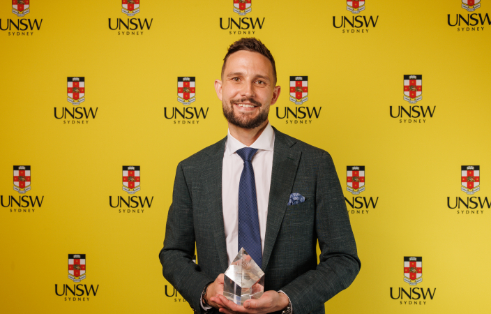 Hugo Toovey with his award