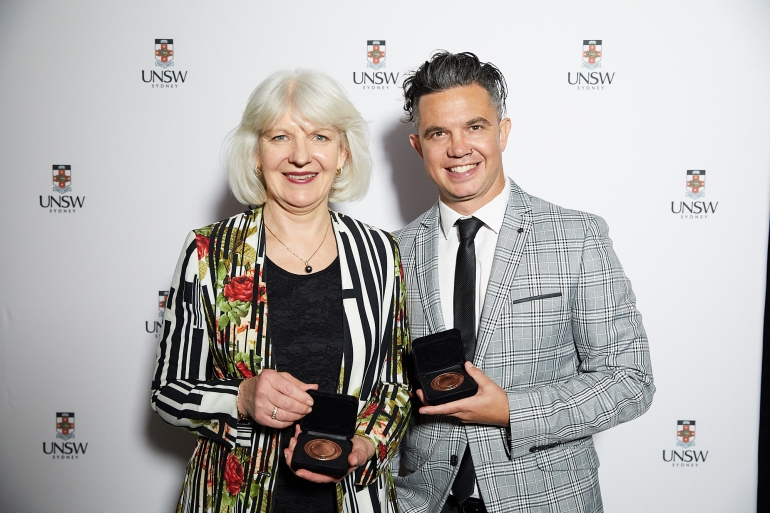 Dual winners of the Australian Mental Health Prize, Christine Morgan and Joe Williams.